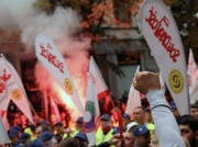 Protest górników z kopalni Bogdanka w Warszawie. 