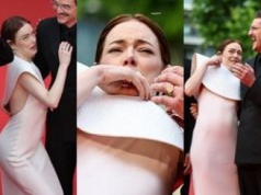 Emma Stone wojuje z PSZCZOŁĄ w Cannes, prezentując serię grymasów