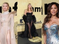 Tłum gwiazd olśniewa na gali AmfAR: ponętna Heidi Klum, grająca nogą Paris Jackson, wydekoltowana Lauren Sanchez