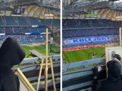 Podczas meczu był na dachu stadionu Lecha. Zobacz, co zrobił