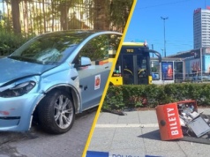 Szaleńczy rajd w centrum Warszawy. Kierowca tesli uciekł, szuka go policja