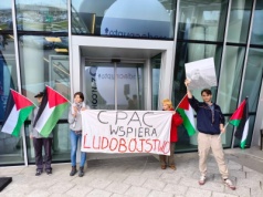 Protest przed konferencją konserwatystów CPAC w Polsce. 