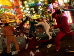 Yakuza 0 Director's Cut na przedpremierowej reklamie. Ikony gry zapraszają do wspólnej rozwałki