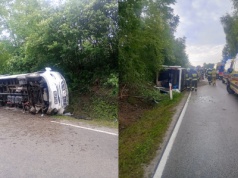 Autokar z młodzieżą wracającą z Lednicy wpadł do rowu!