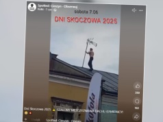 Niebezpieczna sytuacja na Dniach Skoczowa. Półnagi mężczyzna biegał po dachu