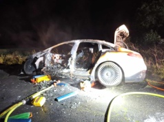 Pożar elektrycznego Mercedesa w miejscowości Zaleśna