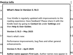 Aktualizacja 5.18.3 dla Kindle 11 i 12 generacji – chyba nic nowego