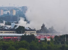 Nocny pożar na ul. Grygowej w Lublinie. Płonął pustostan po niedokończonej inwestycji Wikana Biznes Park