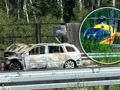 Dramat na autostradzie A2. Samochód spłonął. W środku była rodzina z dziećmi