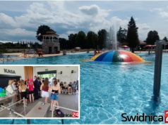 Pierwsi chętni do plażowania i kąpieli. Letni basen w Świdnicy otwarty [FOTO/VIDEO]