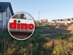 Dino na środku osiedla? Mieszkańcy wkurzeni. Widok na betonowy płot