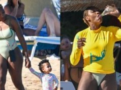 Odziana w strój kąpielowy Serena Williams relaksuje się z córką na włoskiej plaży