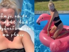 Dorota Szelągowska wygina się w bikini na dmuchanym flamingu i pokazuje ROZSTĘPY. 