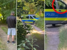 Niemiecki policjant pokazał polskim obywatelom środkowy palec