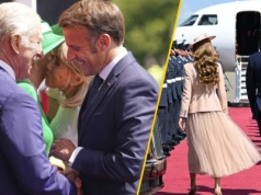 Macron z pompą przywitany przez króla Karola III. Kolejny incydent na lotnisku