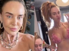 Odziana w FIKUŚNE bikini Agnieszka Kotońska prezentuje szczupłą sylwetkę, wcinając warzywa. 