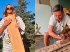 Agnieszka Kaczorowska tańczy z deską, a Marcin Rogacewicz robi w drewnie: 