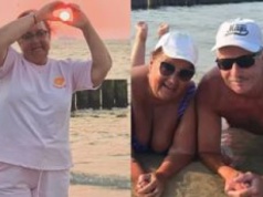 64-letnia Izabela Zeiske razem z mężem BRODZĄ w Bałtyku