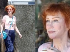 64-letnia Kathy Griffin maszeruje ulicą i prezentuje lico po trzecim liftingu