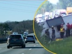 Autokar się rozbił i dachował na autostradzie w USA. Co najmniej pięć ofiar