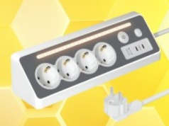 Listwa zasilająca narożna z podświetleniem, 4 gniazda Schuko, 2x USB-C za 59,56 zł w Amazon PL