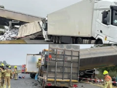 Najechanie czterech zestawów: dwie ofiary, wywrotka w powietrzu, kabina w rowie