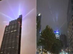 Dziwne światła nad Warszawą. Pojawiły się na najwyższym budynku w Polsce