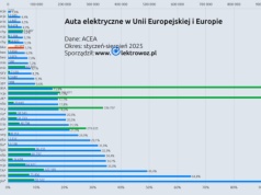 Samochody elektryczne: 17,8 proc. w sierpniu, 15,8 proc. od stycznia. W sierpniu wielki skok w Polsce, +240 proc. r/r