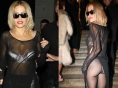 Rita Ora w metalicznym topie odsłania pośladki w Paryżu. Nie zabrakło też białych sandałków. Klasa?