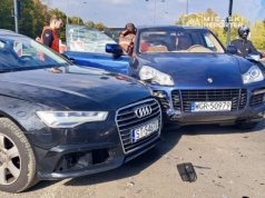 Zderzenie Audi i Porsche w Wilanowie kierowca bez uprawnień auto bez badań