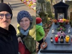 Mateusz Damięcki z rodziną kwestował na Powązkach. Pokazał grób ojca i urocze kadry