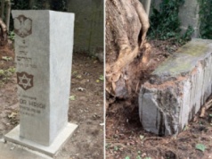 Muzeum Żydowskie: nagrobek legionisty odsłonięty po renowacji na kirkucie w Oświęcimiu