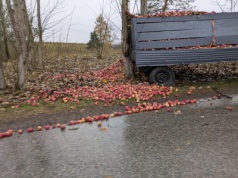 Wypadek podczas transportu jabłek