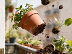 Doniczka spadła z balkonu przed przechodniem – kto zapłaci za szkodę?