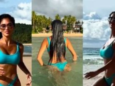 47-letnia Nicole Scherzinger wyłania się z wody w skąpym bikini i eksponuje umięśnione ciało (ZDJĘCIA)