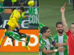 Złożył się do przewrotki, dostał czerwoną kartkę. Boli od samego patrzenia