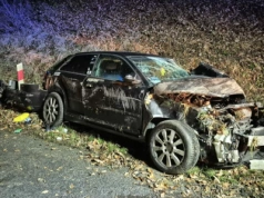 Dachowanie pod Rybnicą. Audi zmasakrowane.