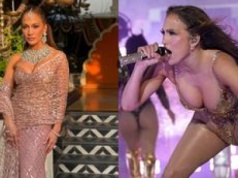Bogatsza o 2 MILIONY DOLARÓW Jennifer Lopez zarzuciła sari i wystąpiła na ślubie milionerów, świecąc dekoltem (ZDJĘCIA)