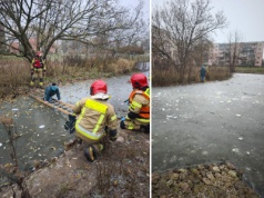 Jaroty. 10-latek wszedł na zamarznięte oczko wodne. Nagle lód zaczął pękać