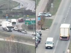 Dron nagrywał ciężarówki łamiące zakaz, radiowóz czekał półtora kilometra dalej