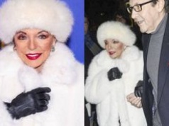 92-letnia Joan Collins w futrzastej stylówce stawiła się na premierze musicalu. Towarzyszył jej młodszy o 32 lata mąż (ZDJĘCIA)