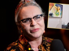 Krystyna Janda zachwyciła na wernisażu. Z uwagą przyglądała się z obrazowi z własną podobizną