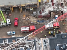 Pożar transformatora na budowie na Targówku. W akcji straż pożarna