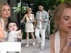 Rodzinna sielanka Lindsay Lohan w Miami: spacer z mężem i synkiem, przystanek w knajpce oraz chwila na "dymka" (ZDJĘCIA)