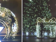 Wspinali się na świąteczne ozdoby w centrum miasta. Nie uwierzycie, jak to się skończyło!