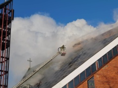 Pożar poddasza kościoła przy ul. Kunickiego w Lublinie