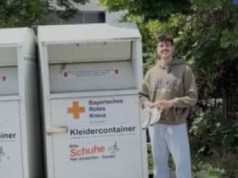 Włożył buty z GPS-em do kontenera Czerwonego Krzyża. Zaskakujący finał