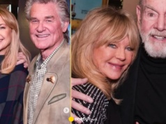 80-letnia Goldie Hawn świętowała z Kate Hudson i Hugh Jackmanem. Obok nich 84-letnia legenda USA