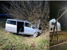 Pijany kierowca uderzył mazdą w słup