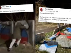 Kibice nagrali zniszczenie płotu, na którym inni kibice namazali nazwę wrogiej drużyny